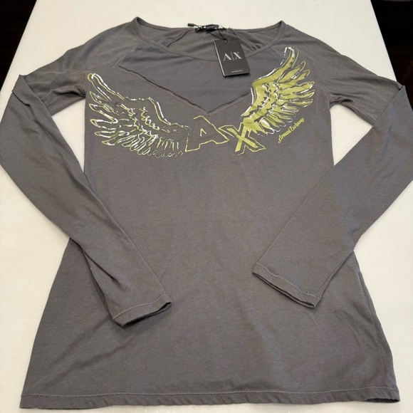 Armani Exchange Women’s Long Sleeve Top With Wing Design Taupe Sz S NWT & COA - Picture 11 of 15